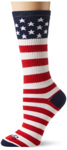 sockguy, usa flag, crew sock, sporty and stylish, 1 inch - small/medium