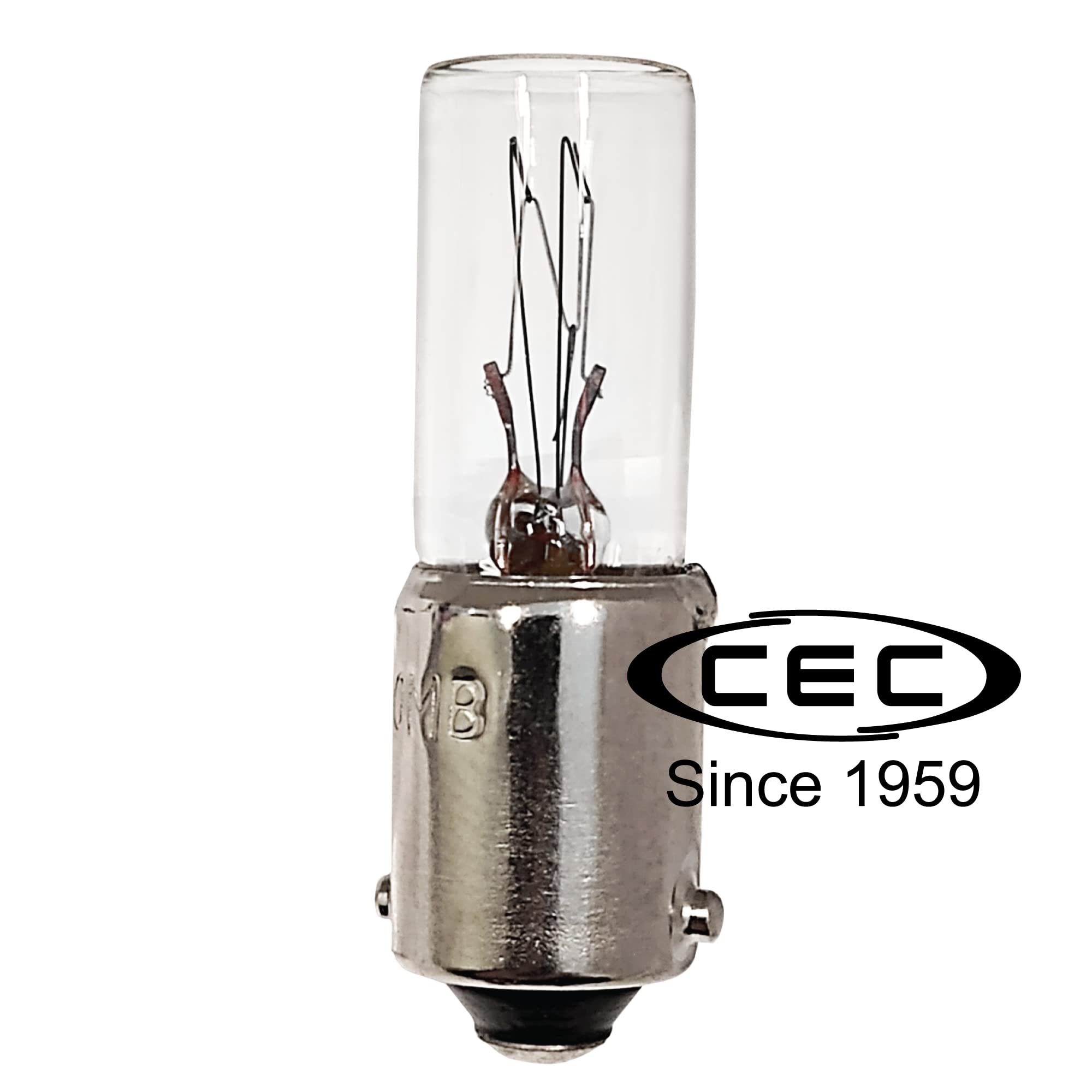 CEC Industries 120MB Light Bulbs, 120V, 3W, T2.5 Shape, CC-7A Filament, BA9s Standard Base (10-Pack)