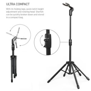 STARFISH: World’s Most Stable Professional GUITAR STAND, D&A Guitar Gear – 5 Leg design for acoustic bass electric guitar portable universal adjustable holder with non-slip rubber padding