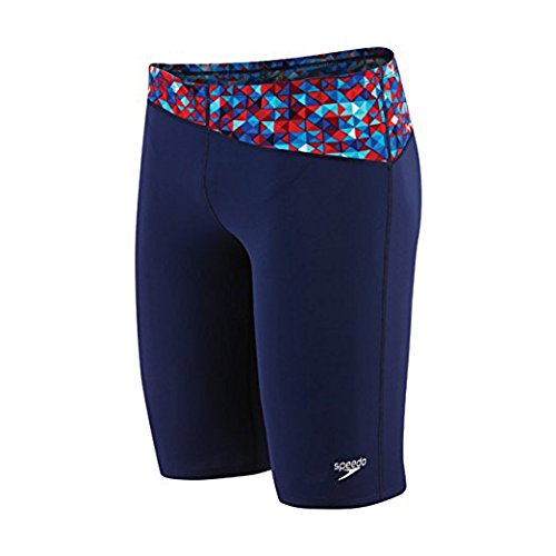 Speedo Nano Fracture PowerPLUS Jammer,Navy/Red/White (395),22