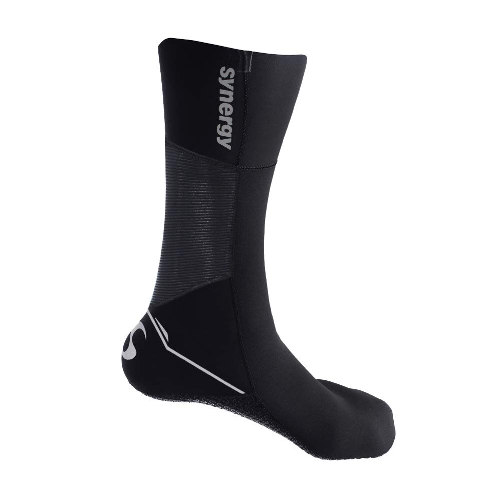 Synergy Swim Socks Neoprene Swim Booties (Black, Small)