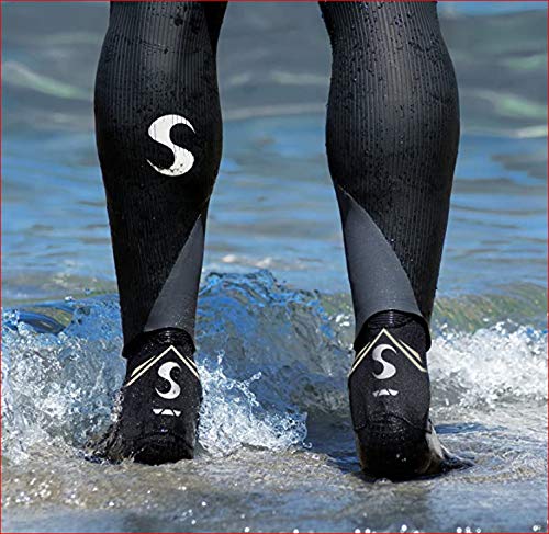 Synergy Swim Socks Neoprene Swim Booties (Black, Small)