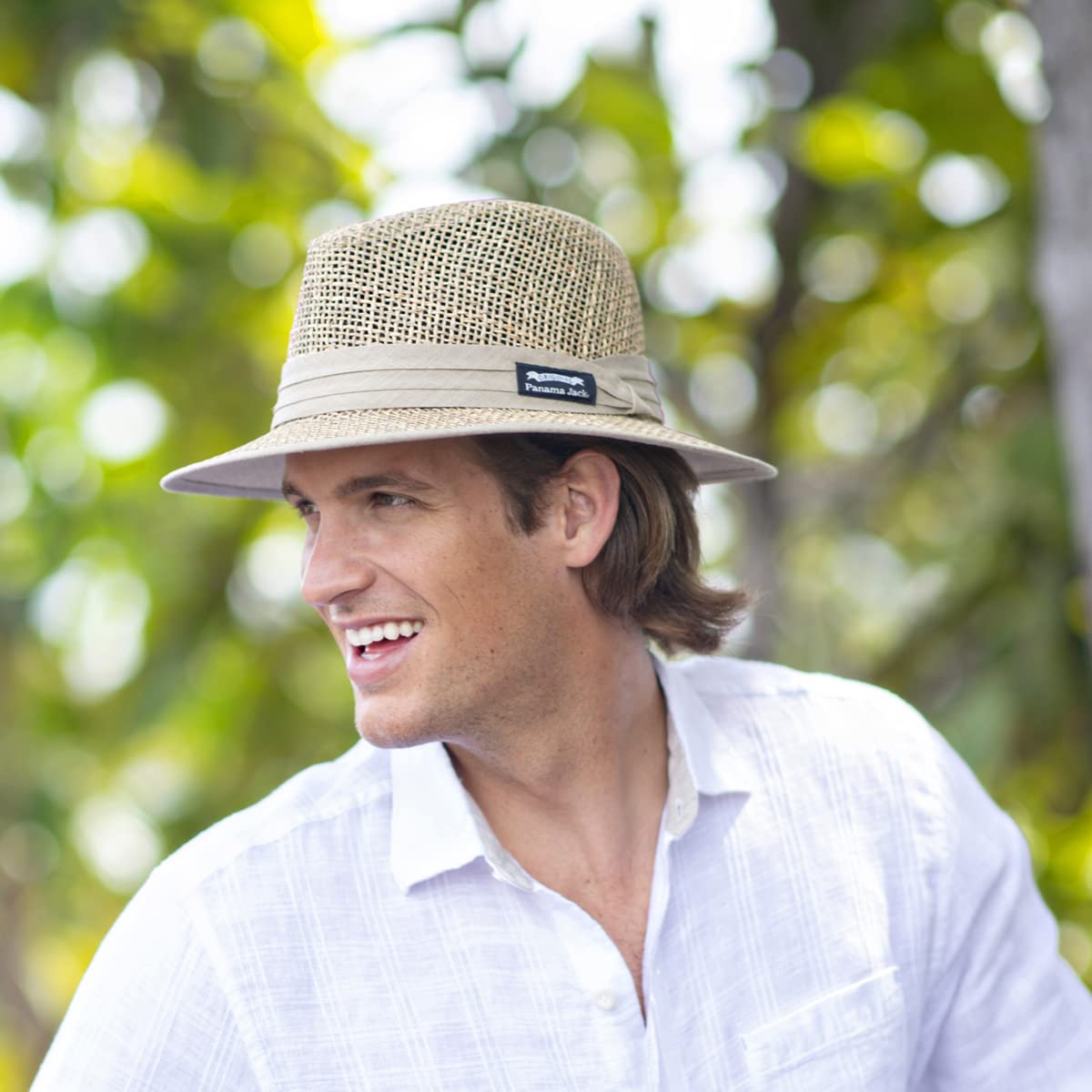 Panama Jack Men's Matte Seagrass Safari Hat (Large) Natural