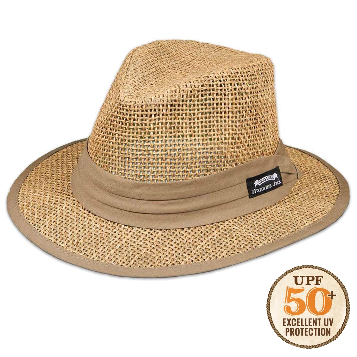 Panama Jack Men's Matte Seagrass Safari Hat (Large) Natural