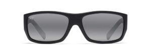 maui jim men's and women's wassup polarized wrap sunglasses, matte black woodgrain/neutral grey, small