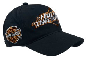 harley-davidson men's embroidered h-d curved bill adjustable baseball cap- black