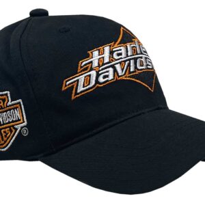 Harley-Davidson Men's Embroidered H-D Curved Bill Adjustable Baseball Cap- Black