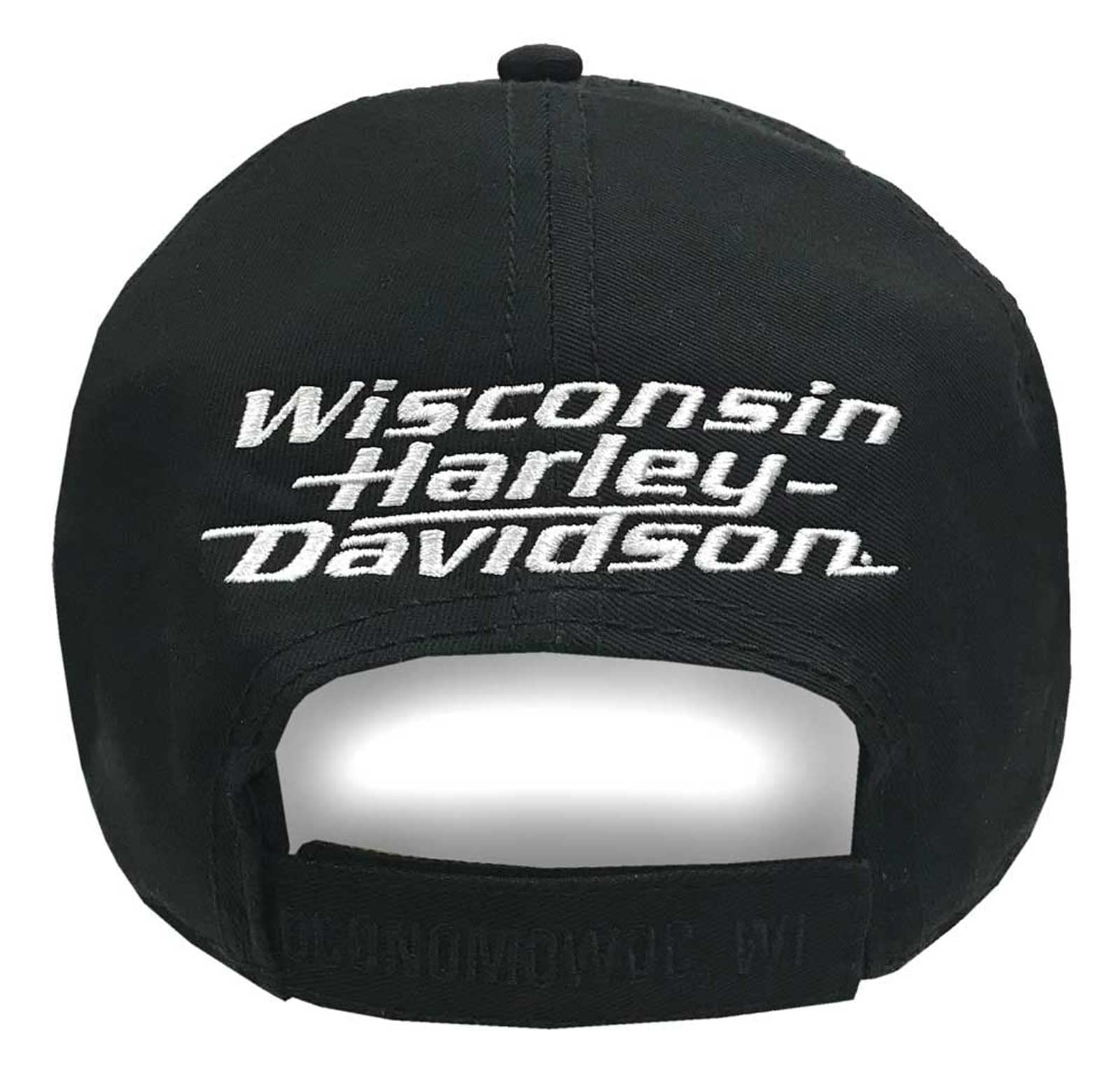 Harley-Davidson Men's Embroidered H-D Curved Bill Adjustable Baseball Cap- Black