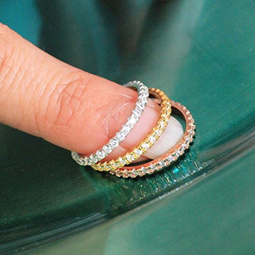 New Round Cubic Zirconia Eternity Style Band .925 Sterling Silver Ring Size 7