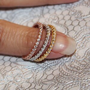 New Round Cubic Zirconia Eternity Style Band .925 Sterling Silver Ring Size 7