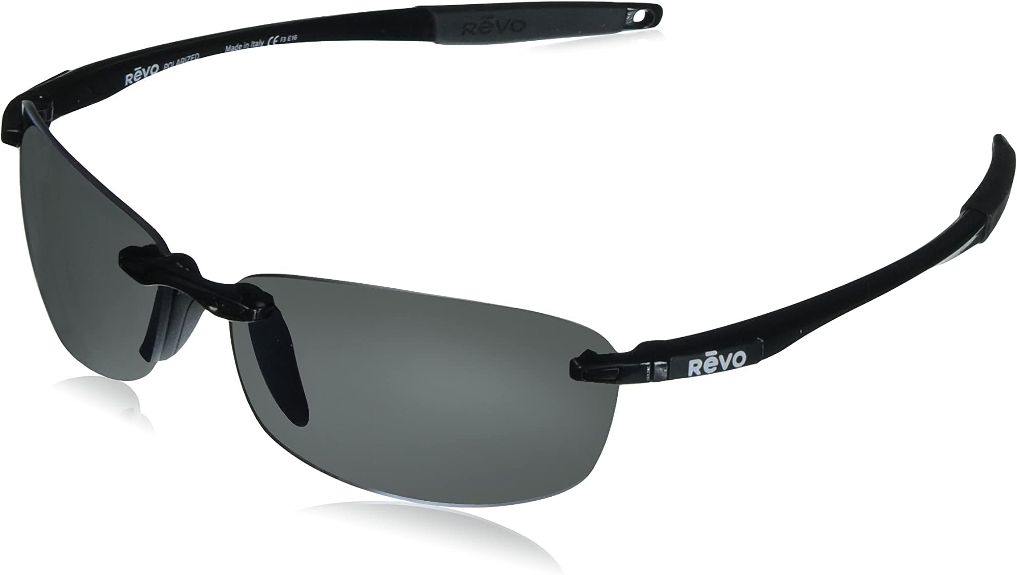 Revo Descend E: Polarized Filters UV, Rimless Small Rectangle Rectangular Sunglasses, Black Frame with Graphite Lens (RE 4060)