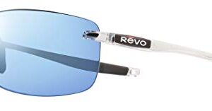 Revo Sunglasses Descend N: Polarized Lens Filters UV, Rimless Rectangle Frame, Crystal Frame with Blue Water Lens