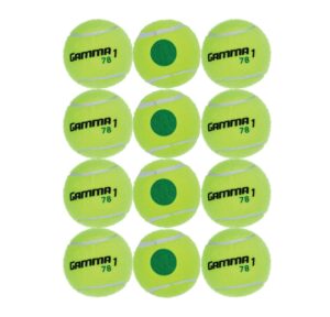 gamma sports kids training (transition) balls, yellow/green dot, 78 green dot, 12-pack