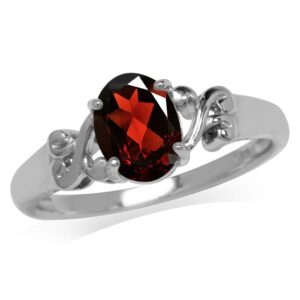 silvershake 1.34ct. natural garnet 925 sterling silver victorian style solitaire ring size 9