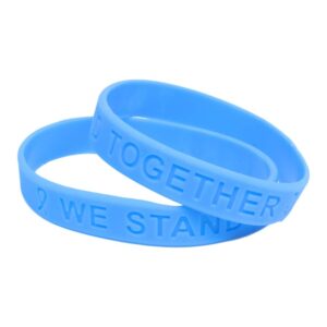 light blue ribbon awareness silicone bracelet 25 pack