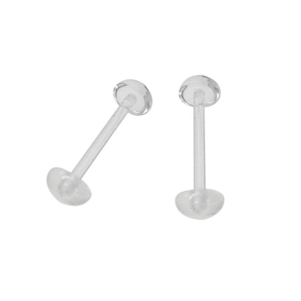 BodyJewelryOnline 2PCS Clear Piercing Retainer 14G Plastic Tongue Ring Retainer Flexible Bioflex Acrylic Half Ball Nipple Ring Retainer Piercing Barbell 5/8" (16mm)