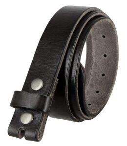 bs100 genuine one piece full grain leather 1-1/8"(30mm) wide belt strap with snaps (black, 34)