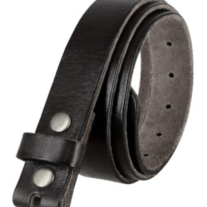 BS100 Genuine One Piece Full Grain Leather 1-1/8"(30mm) Wide Belt Strap with Snaps (Black, 34)