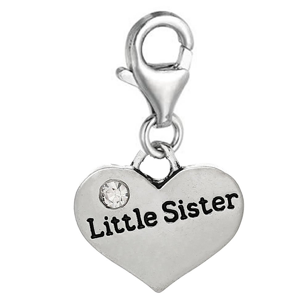 Sexy Sparkles Little Sister Clip On Charm for European Jewelry with Lobster Clasp