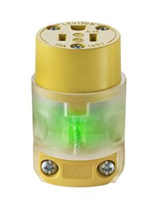 leviton 515cv-lit 10 pack 15 amp straight blade grounding lighted connector, yellow