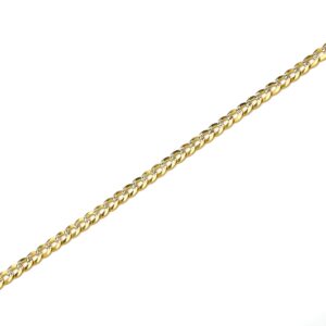 Floreo 10k Two Tone Gold 4mm Curb Cuban Chain Ankle Bracelet Anklet with White Pave, 8 Inch