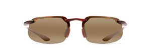 maui jim men's and women's kanaha polarized universal fit rimless sunglasses, tortoise/hcl® bronze, medium