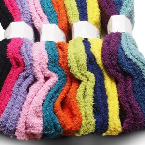 Yacht & Smith 12 Pairs Women Fuzzy Socks Crew Socks, Warm Butter Soft (Solid Assorted 12 Pack)