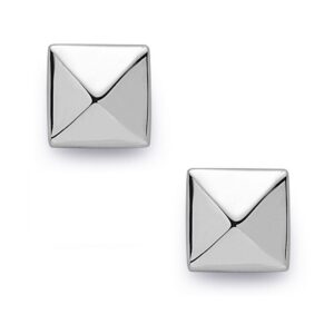 SILVER EMPIRE Fine Jewelry | 925 Sterling Silver 3D Pyramid Earrings for Women | Fashion Stud Earring | Durable & Lightweight | E Coat Finish for Tarnish Resistance | Post Back | Hypoallergenic