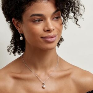 The Pearl Source Freshwater Pearl Pendant Necklace for Women - White Cultured Pearl Necklace with Infinity Design | Single Pearl Necklace for Women with 925 Sterling Silver Chain, 9.0-10.0mm