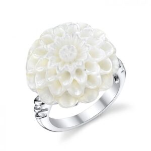 the pearl source genuine white freshwater cultured mother of pearl ring for women