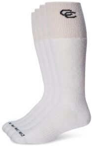 dan post cowboy certified over the calf socks 4 pair white 10 (us men's shoe 10.5-13)