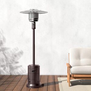 Amazon Basics 46,000 BTU Outdoor Propane Patio Heater with Wheels, Commercial & Residential, Havana Bronze, 32.1 x 32.1 x 91.3 inches (LxWxH)