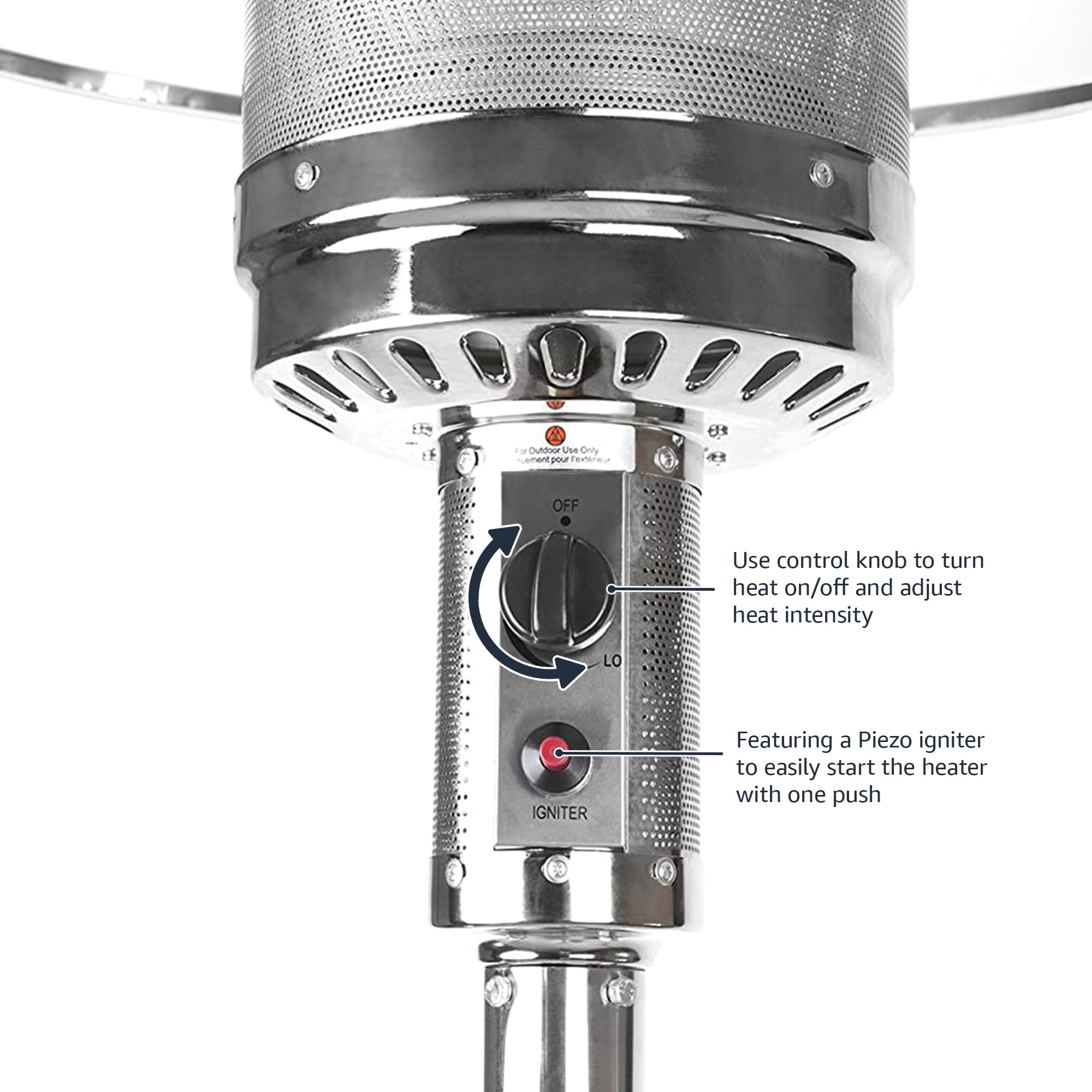 Amazon Basics 46,000 BTU Outdoor Propane Patio Heater with Wheels, Commercial & Residential, Havana Bronze, 32.1 x 32.1 x 91.3 inches (LxWxH)