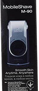 Braun MobileShave M-90 Travel Shaver Silver (Precision Trimmer, Smart Foil, Wide Floating Foil, Washable)