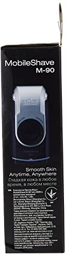 Braun MobileShave M-90 Travel Shaver Silver (Precision Trimmer, Smart Foil, Wide Floating Foil, Washable)