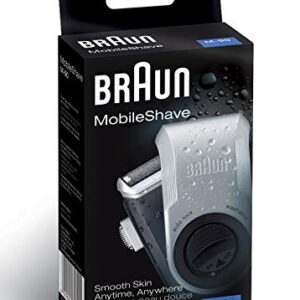 Braun MobileShave M-90 Travel Shaver Silver (Precision Trimmer, Smart Foil, Wide Floating Foil, Washable)