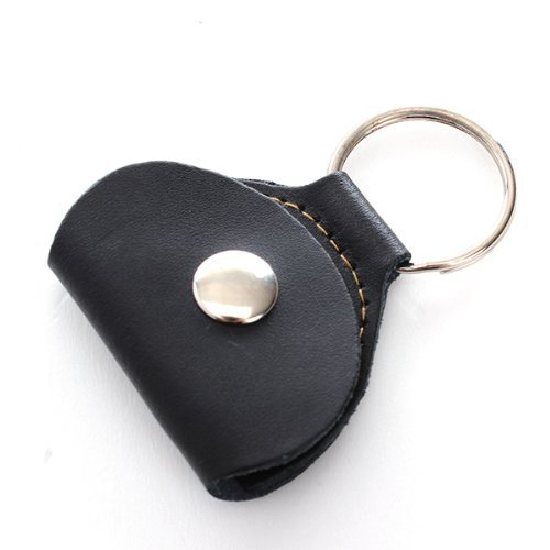 StaiBC Guitar Picks Holder Case Black Leather Keychain Plectrum Cases Bag