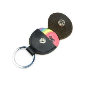 StaiBC Guitar Picks Holder Case Black Leather Keychain Plectrum Cases Bag