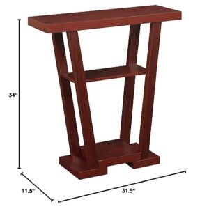 Convenience Concepts Newport V Console Table 31.5" - Modern Sofa Table with Storage Shelves, Narrow Entryway Hall Table for Living Room, Mahogany