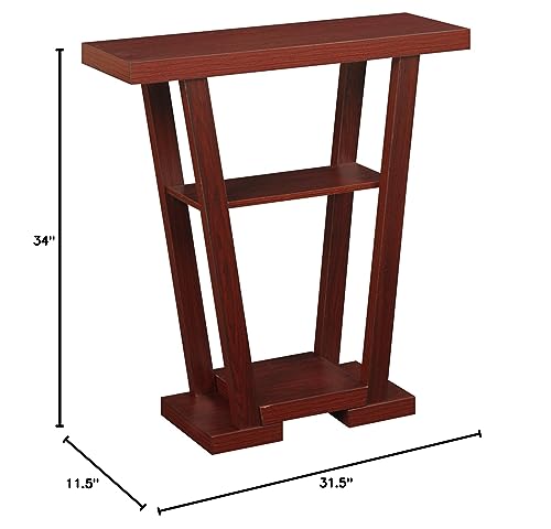 Convenience Concepts Newport V Console Table 31.5" - Modern Sofa Table with Storage Shelves, Narrow Entryway Hall Table for Living Room, Mahogany