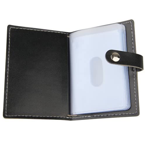 Karlling credit card holder wallet for women/man soft leather business card holder card case organizer bag with 20 card sleeves inside(Black)