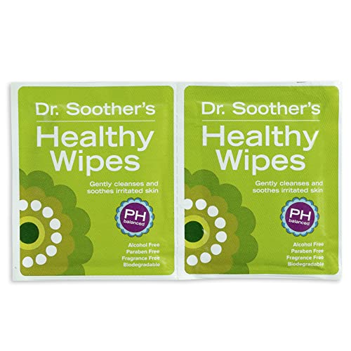 Dr. Soother's Healthy Wipes - PH Balanced Feminine Hygiene Wipes - Unscented - Hypoallergenic - Alcohol & Fragrance Free - 60 Individually Wrapped Cleansing Wipes for Women & Girls