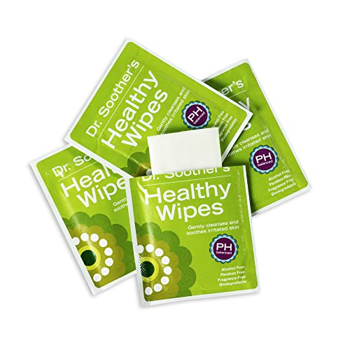 Dr. Soother's Healthy Wipes - PH Balanced Feminine Hygiene Wipes - Unscented - Hypoallergenic - Alcohol & Fragrance Free - 60 Individually Wrapped Cleansing Wipes for Women & Girls