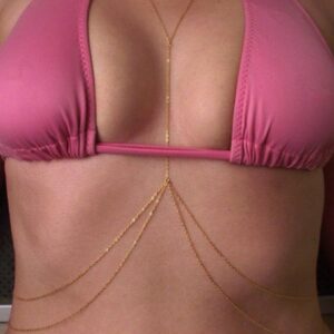 Topbuti Gold Sexy Body Chain Bra Bikini Waist Belly Body Chains Beach Body Necklace Jewelry for Women