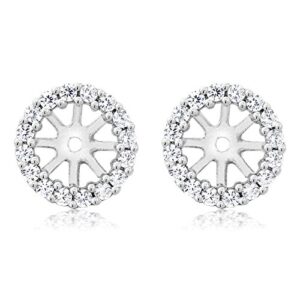 gem stone king 925 sterling silver white zirconia women earring jackets for 7.00mm round cut studs