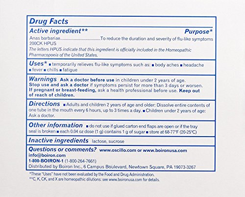 Boiron Oscillococcinum for Flu-like Symptoms Pellets, 30 Count (2 Pack)