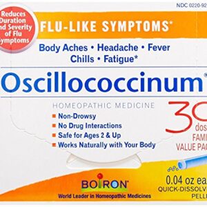 Boiron Oscillococcinum for Flu-like Symptoms Pellets, 30 Count (2 Pack)