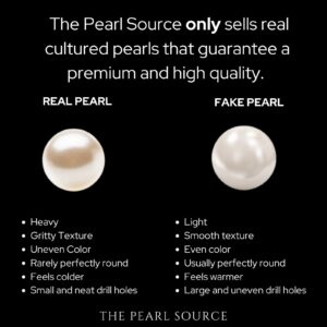 The Pearl Source Real Pearl Dangle Earrings for Women with Genuine AAA Quality White Freshwater Cultured Pearls | 14K Gold Plated 925 Sterling Silver Earrings for Women