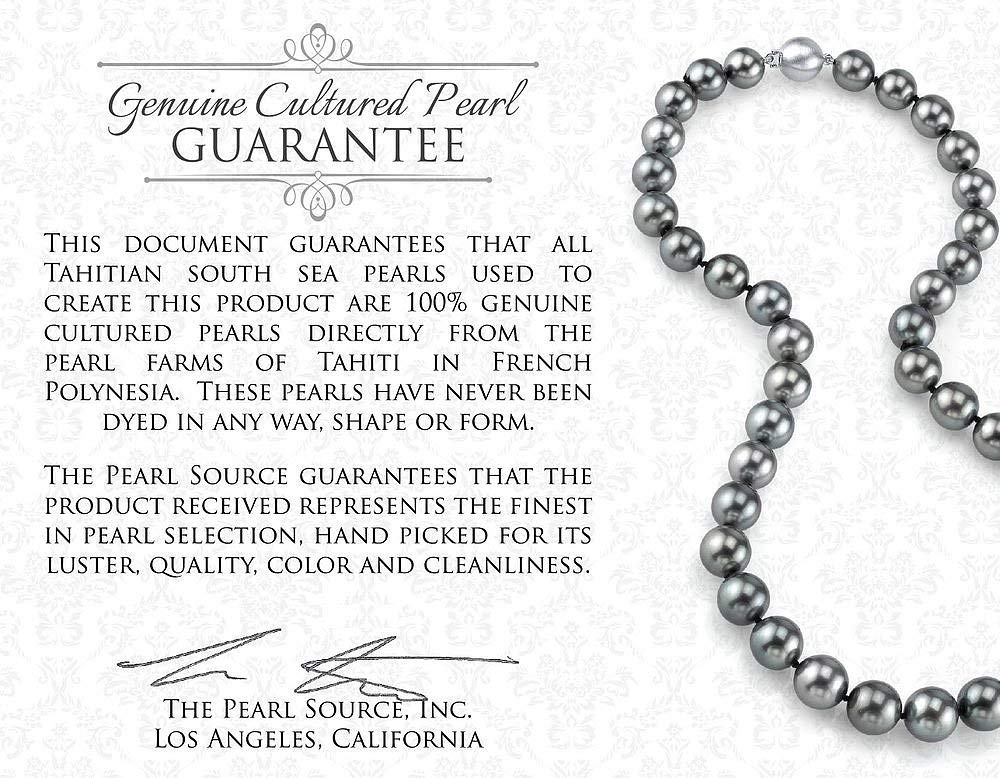 The Pearl Source 11-12mm Genuine Black Tahitian South Sea Cultured Pearl & Cubic Zirconia Braided Ring for Women