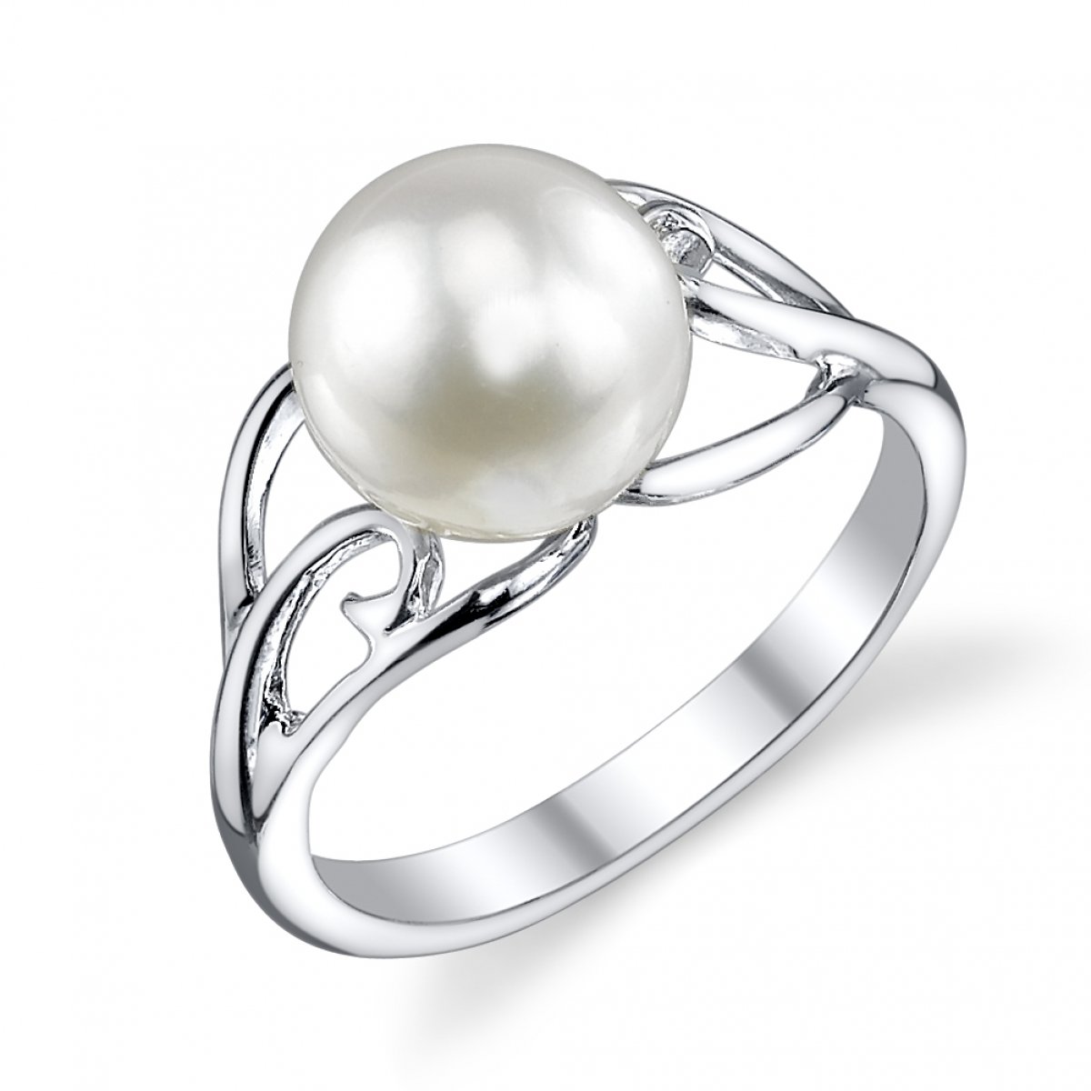 The Pearl Source 8-9mm Genuine White Freshwater Cultured Pearl Sandy Ring for Women